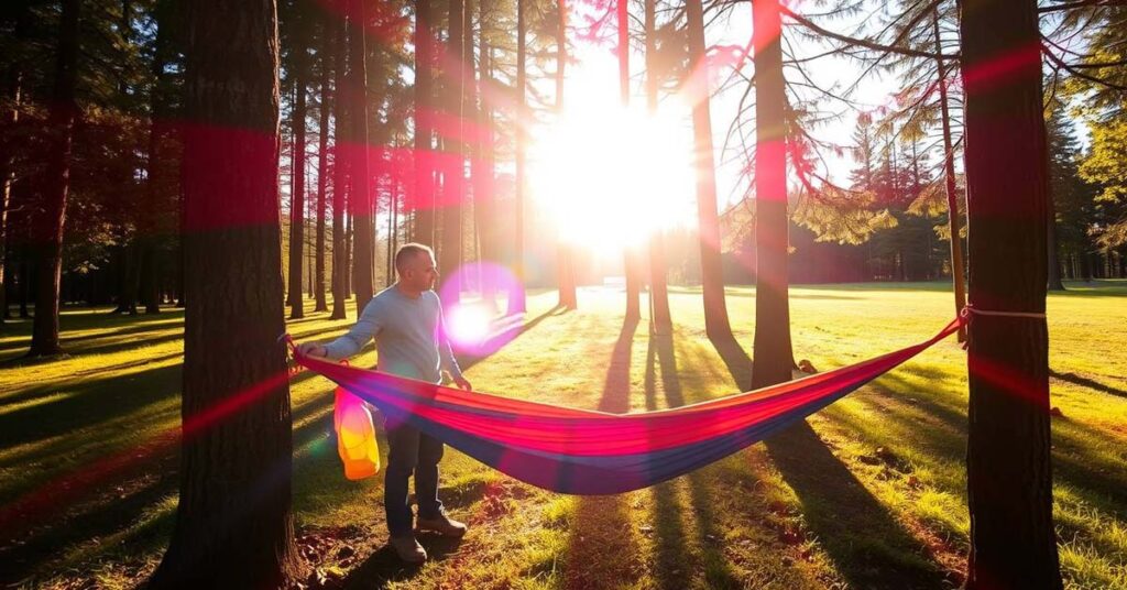 Adjusting hammock sag for comfortable camping setup