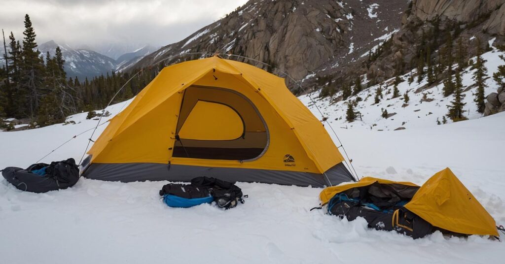 Fly vents on the Big Agnes Battle Mountain 3-Person Tent, designed to reduce condensation in cold weather.