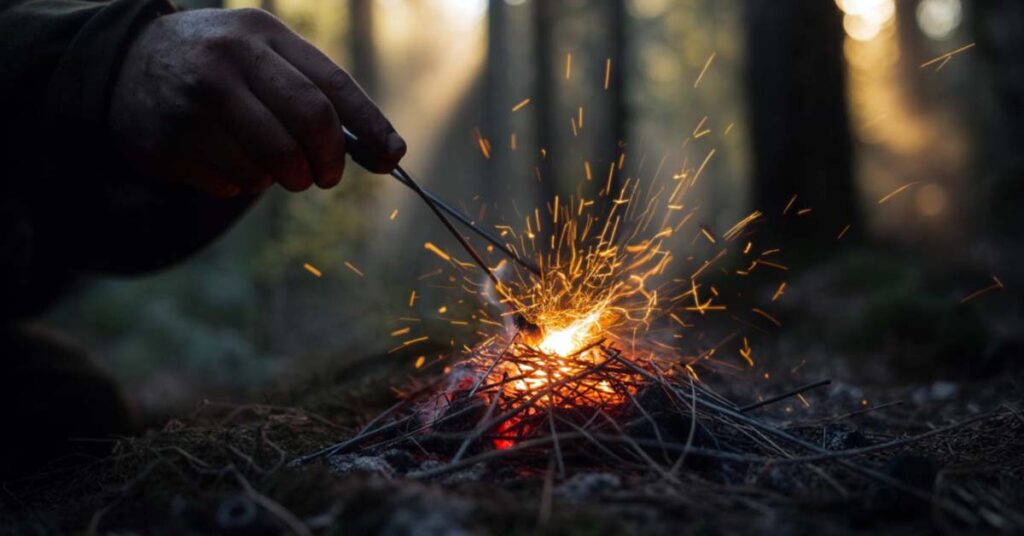 Bushcraft fire-starting with a ferro rod