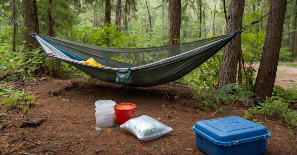 Clean campsite setup for bug-free hammock camping