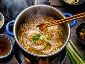 Cooking Rice Noodles Over Campfire