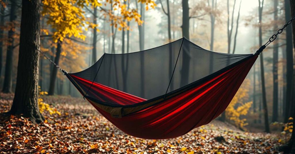 Double-layer hammock with sleeping pad for winter camping insulation