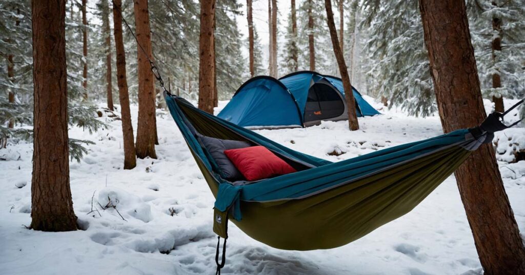 Double-layer hammock with insulation for cold-weather camping