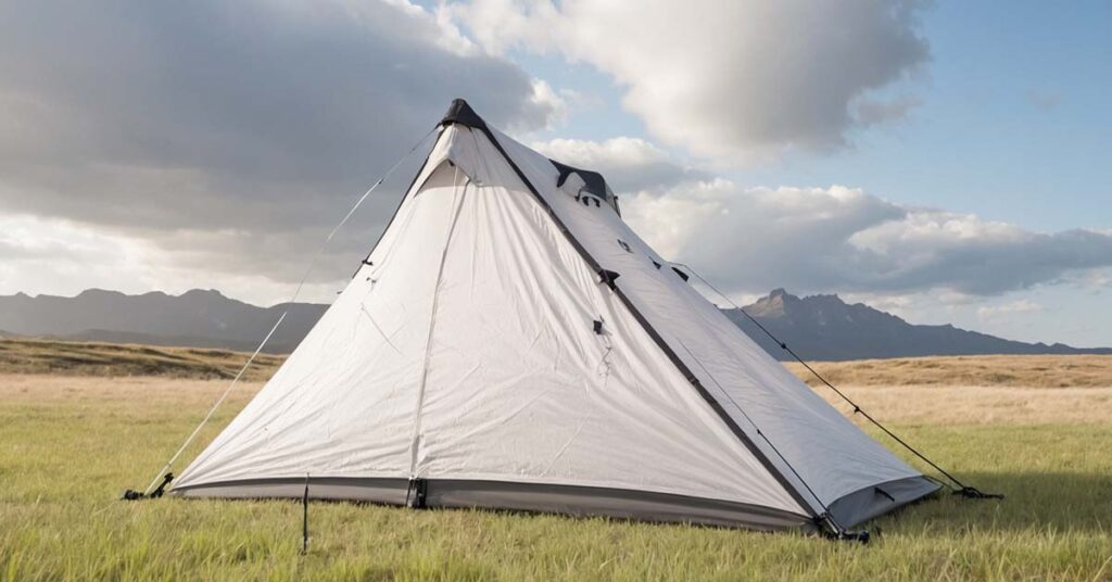 Hyperlite Mountain Gear Ultamid 2-Person Tent set up using trekking poles, highlighting its versatile setup options