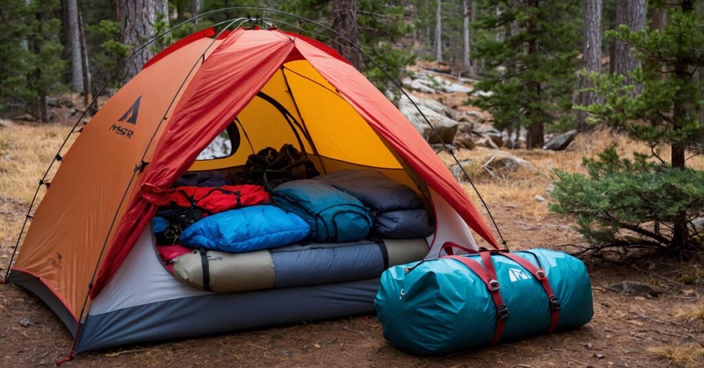 MSR Access 2-Person Tent packed into its stuff sack, showing its compact size for backpacking