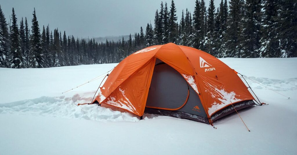 Rainfly vents on the MSR Access 2-Person Tent, designed to reduce condensation in cold weather.