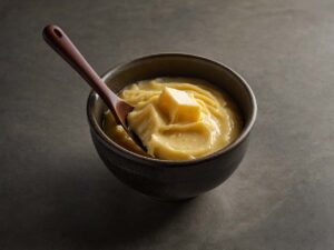 Mixing miso paste and butter in a small bowl