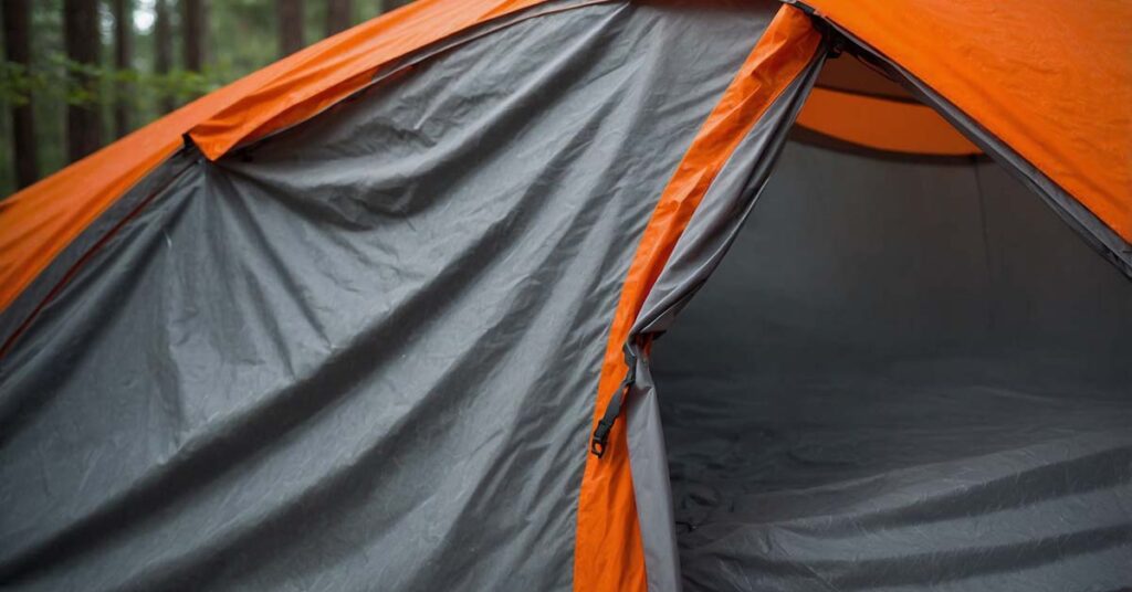 Close-up of the silicone-treated fabric used in the NEMO Chogori 2-Person Tent, showcasing its durability and waterproofing.