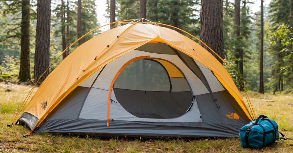 Mesh panels on the The North Face Stormbreak 3-Person Tent, designed for ventilation and bug protection.