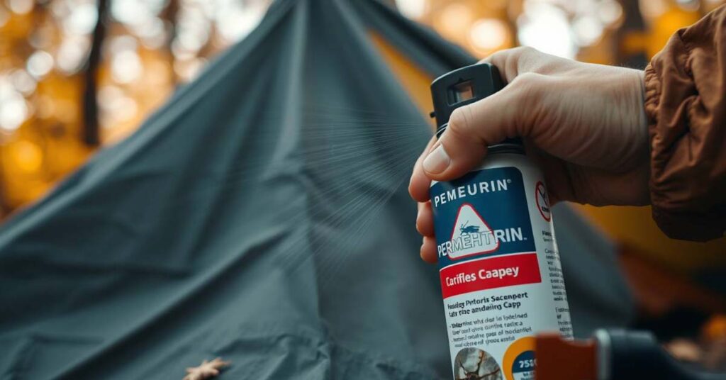 Treating hammock and gear with permethrin for bug protection