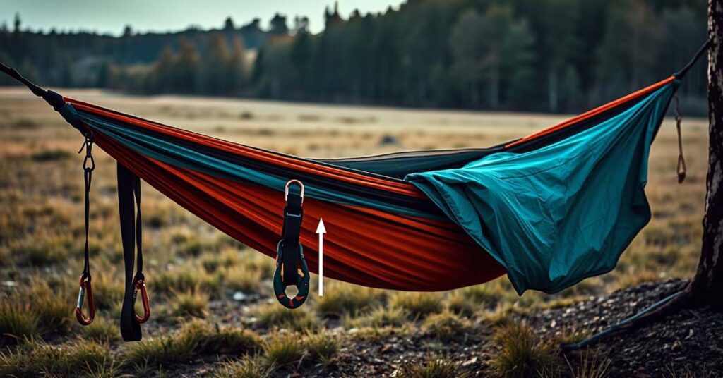 setting up a hammock for camping