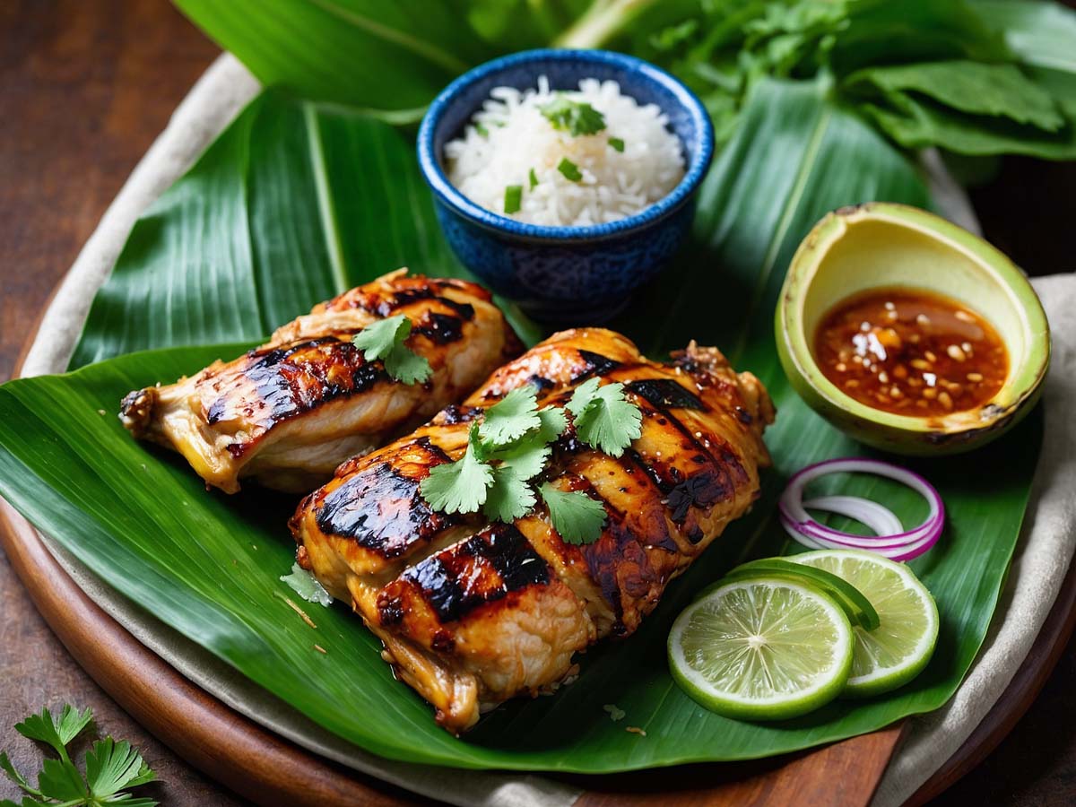 Thai Banana Leaf-Grilled Chicken with Turmeric