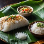 Thai Grilled Sticky Rice in Banana Leaf (Khao Jee)