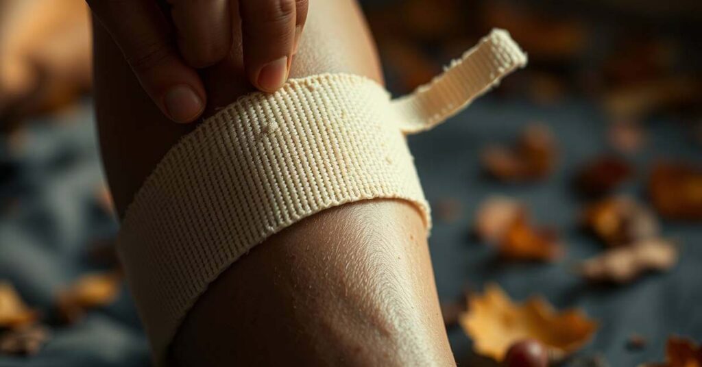 Applying a pressure immobilization bandage to a snake bite