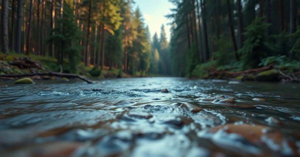 Following a river in the forest as a natural navigation landmark