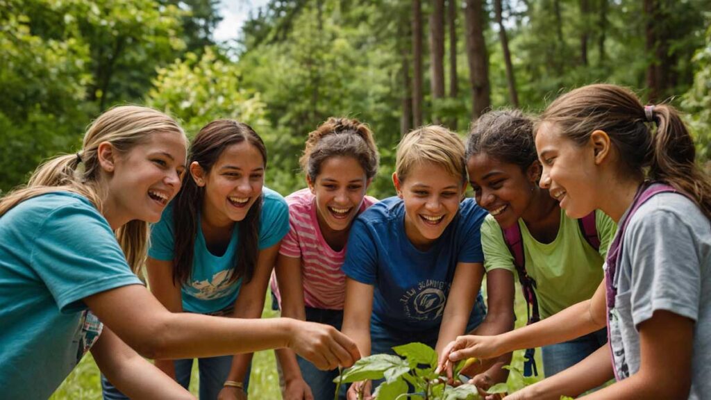 Group of campers engaging in fun outdoor games at a campsite