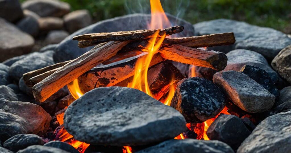 Heating rocks for cooking with hot coals - outdoor cooking tips