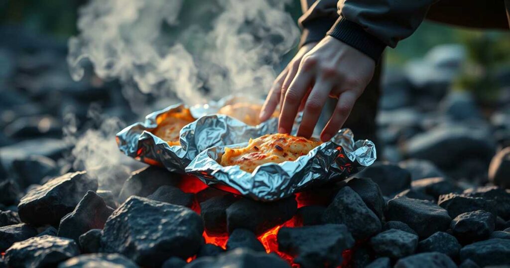 Cooking food on hot rocks and coals - step-by-step camping guide