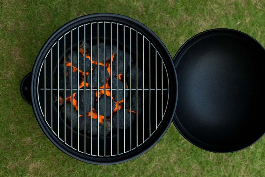 preheating charcoal grill for camping